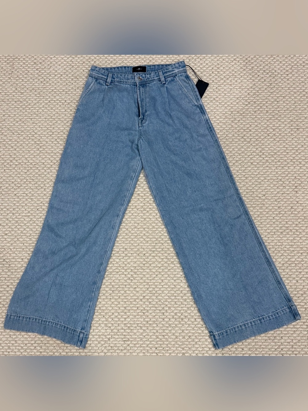 7 For All Mankind Denim Lustre Pleated High Waist Trouser Jeans